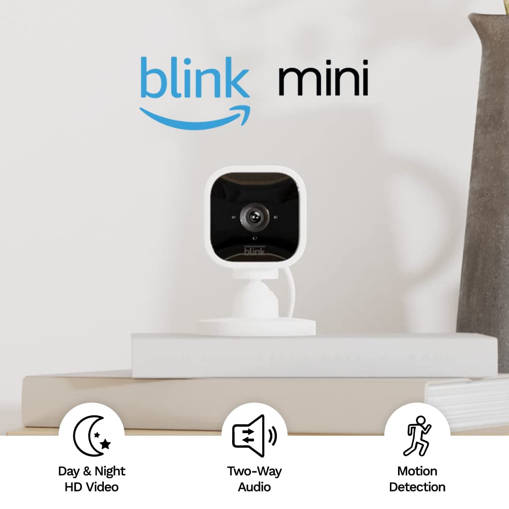 Blink Mini – Compact indoor plug-in smart security camera, 1080p HD video, Works with Alexa – 2 cameras for ONLY $49.99 (Was $64.99)