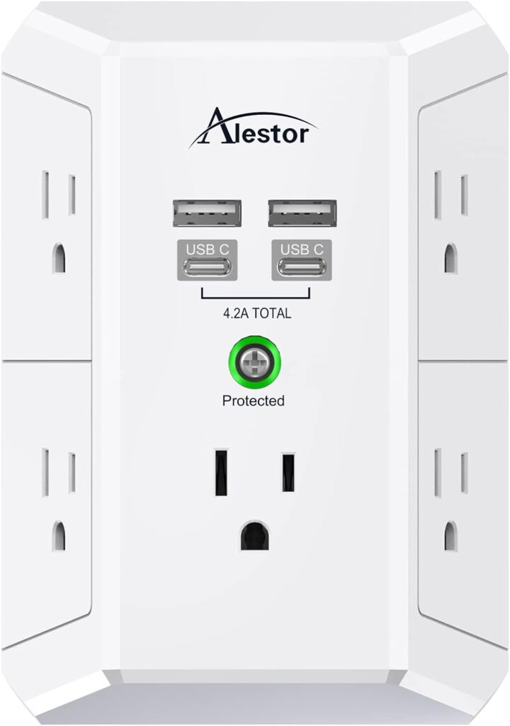 Multi Plug Outlet Extender – ALESTOR 3 Sided Surge Protector Power Strip Wall Adapter for ONLY $9.99 (Was $12.99)