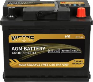 Read more about the article Weize Platinum AGM Battery BCI Group 47-12v 60ah H5 Size 47 Automotive Battery, 36 Months Warranty for ONLY $134.99 (Was $149.99)