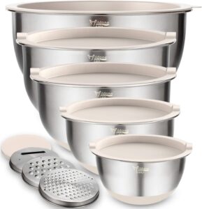 Read more about the article Wildone Mixing Bowls Set of 5, Stainless Steel Nesting Bowls with Khaki Lids for ONLY $45.99 (Was $55.99)