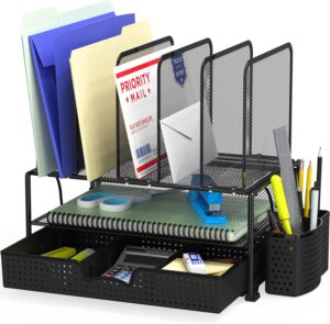 Read more about the article Simple Houseware Mesh Desk Organizer with Sliding Drawer, Double Tray and 5 Upright Sections for ONLY $22.87 (Was $34.99)