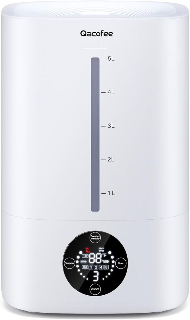 5L Humidifiers for Bedroom, Qacofee Humidifier, 50H Runtime, Auto Shut-Off for ONLY $39.99 (Was $59.99)