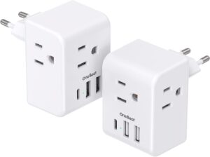 Read more about the article 2 Pack European Travel Plug Adapter, International Power Plug Adapter with 3 Outlets 3 USB Charging Ports(1 USB C) for ONLY $17.99 (Was $27.99)