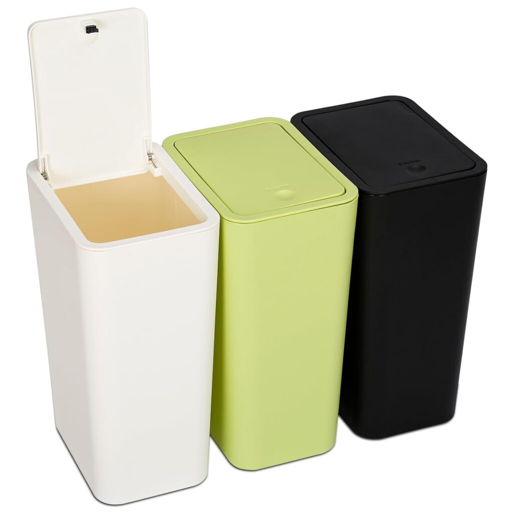N. NETDOT 3 Pack 10L / 2.6 Gallon Small Trash Can with Lid for ONLY $19.53 (Was $22.99)