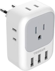 Read more about the article TESSAN European Travel Plug Adapter, International Power Plug with 4 AC Outlets 3 USB Ports for ONLY $12.74 (Was $16.99)