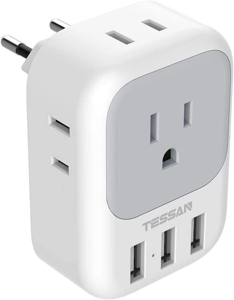 TESSAN European Travel Plug Adapter, International Power Plug with 4 AC Outlets 3 USB Ports for ONLY $12.74 (Was $16.99)