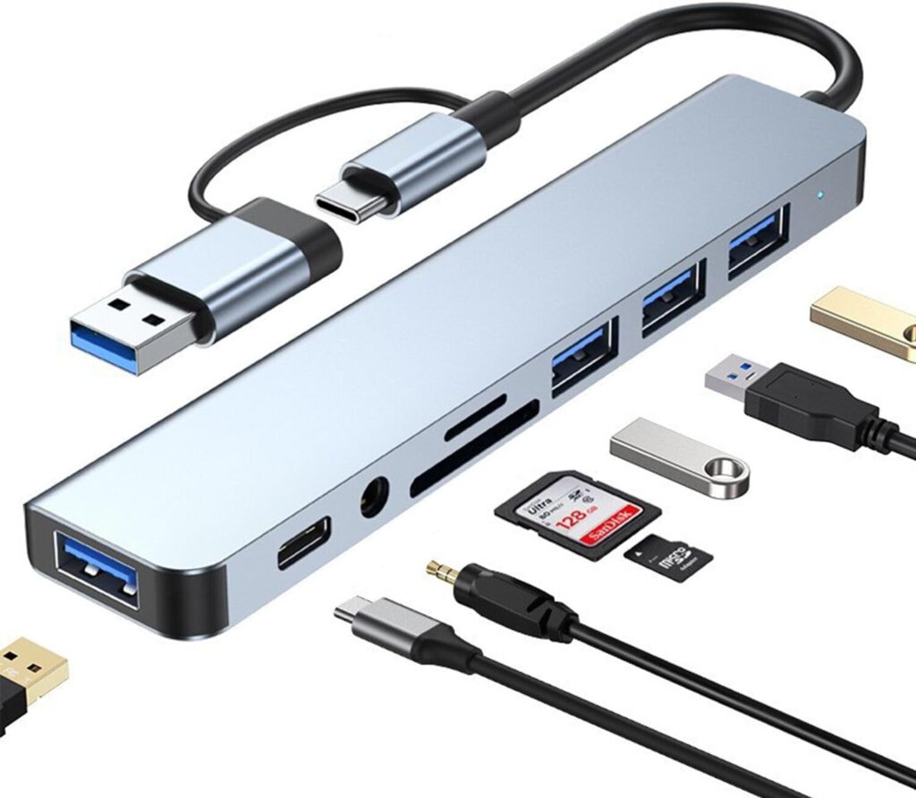 USB C Hub USB Hub 3.0, VIENON Aluminum 8 in 1 USB Splitter with 1 x USB 3.0, 3 x USB 2.0 and 1 x USB C, SD/TF Card Reader, 3.5mm Aux Ports for ONLY $12.99 (Was $15.99)