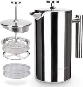 Read more about the article Secura French Press Coffee Maker, 304 Grade Stainless Steel Insulated Coffee Press with 2 Extra Screens, 34oz (1 Litre) for ONLY $19.99 (Was $23.99)