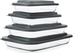 Read more about the article 8-Piece Deep Glass Baking Dish Set with Plastic lids, Rectangular Glass Bakeware Set for ONLY $35.98 (Was $49.99)