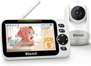 Read more about the article Blemil Baby Monitor with 30-Hour Battery, 5″ Large Split-Screen with Camera and Audio, Remote Pan/Tilt/Zoom Camera, Two-Way Talk, Night Vision, Lullabies, No WiFi for ONLY $39.99 (Was $69.99)