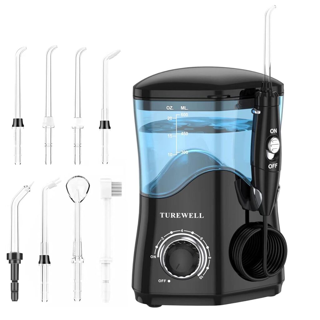 TUREWELL Water Dental Flosser for Teeth/Braces, Teeth Cleaner Pick 8 Jet Tips and 10 Pressure Levels for ONLY $31.79 (Was $59.99)