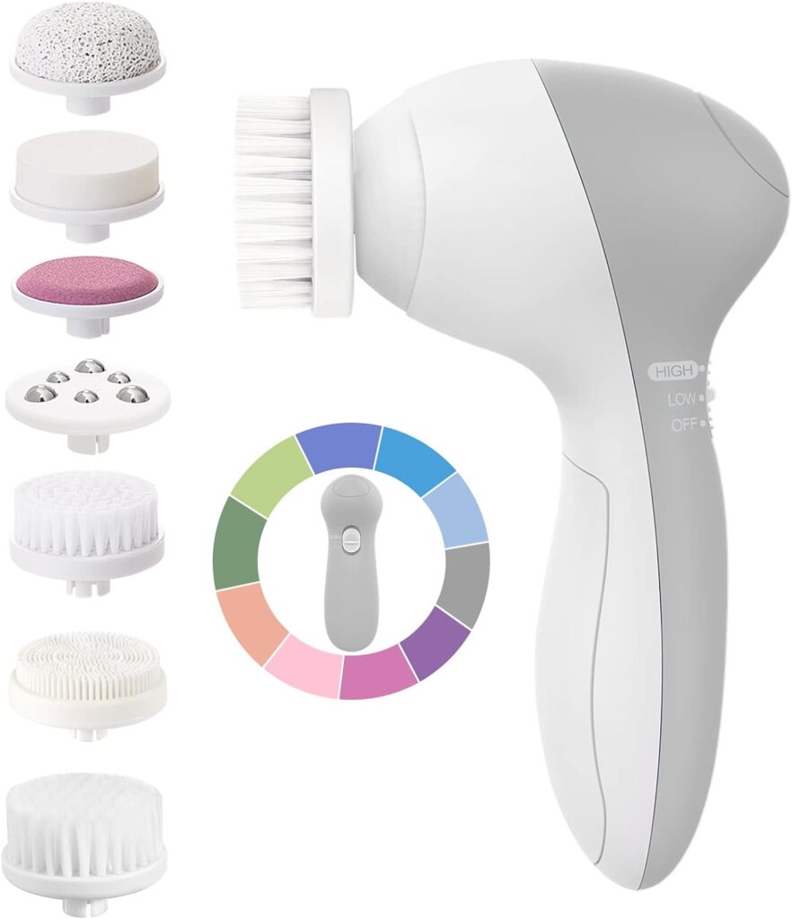 COSLUS Facial Cleansing Brush Face Scrubber: 7in1 JBK-D Electric Exfoliating Spin Cleanser Device for ONLY $16.99 (Was $19.99)