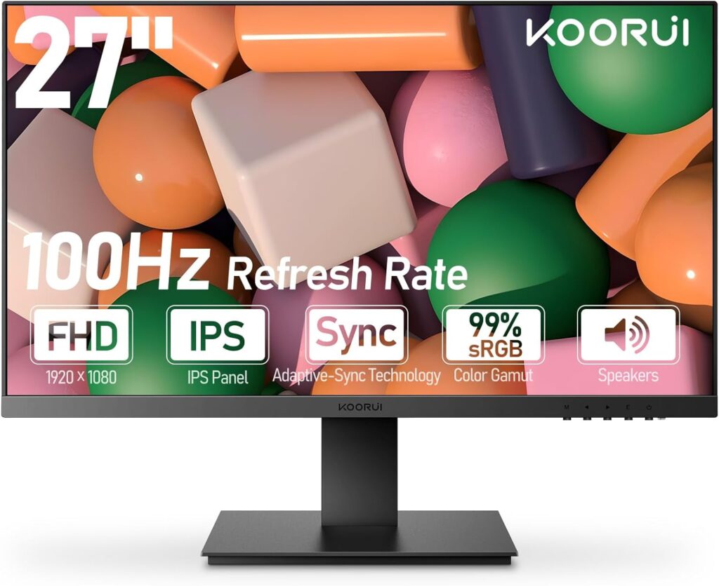KOORUI 27 inch Gaming Monitor 100Hz Full HD (1920 x 1080) IPS for ONLY $99.99 (Was $169.99)