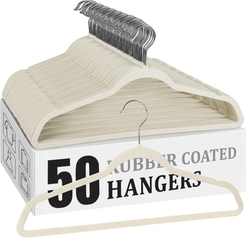 Rubber Coated Plastic Hangers 50 Pack, 17.5 Inches Wide, Non-Slip, Heavy-Duty for ONLY $19.99 (Was $23.99)