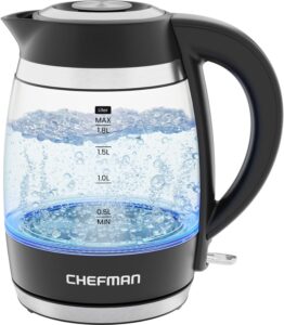 Read more about the article Chefman Electric Kettle, 1.8L 1500W, Hot Water Boiler, Removable Lid for Easy Cleaning, Auto Shut Off, Boil-Dry Protection for ONLY $23.99 (Was $27.99)