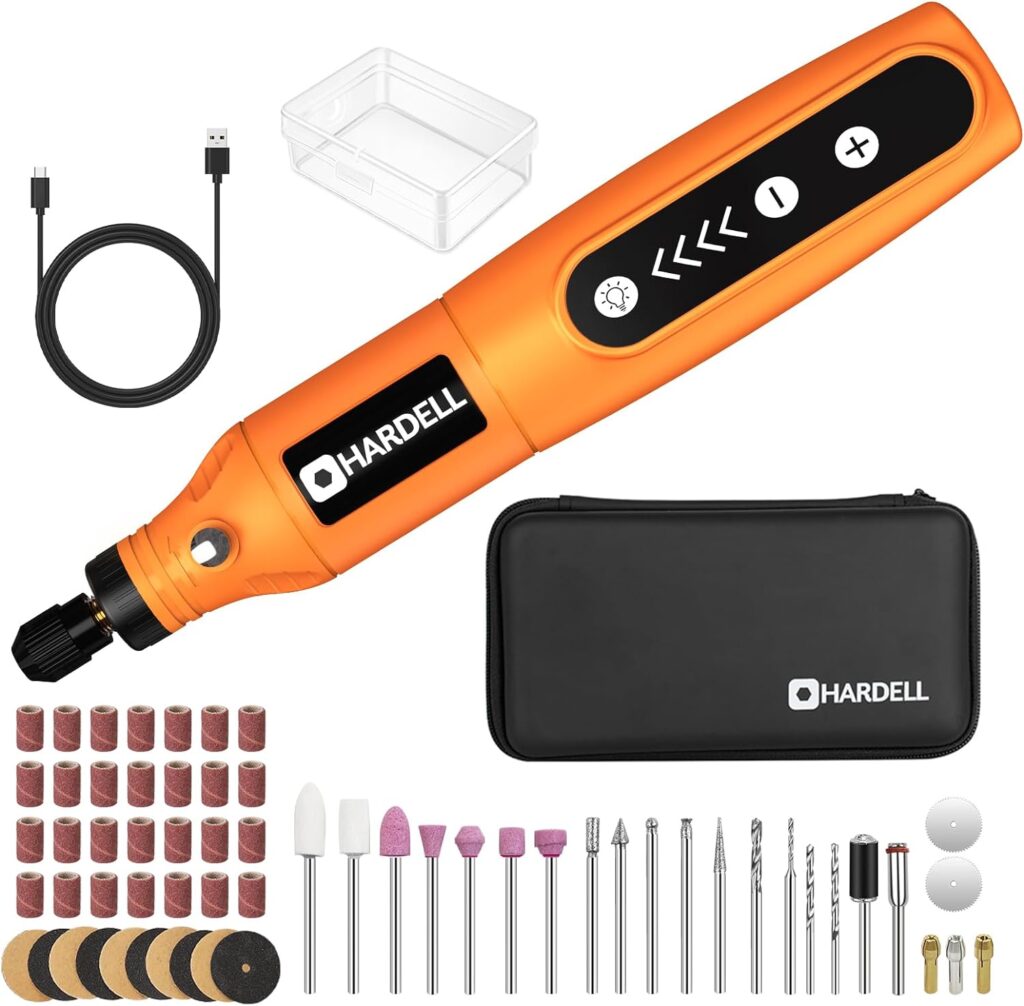 HARDELL Mini Cordless Rotary Tool Kit, 5-Speed and USB Charging with 61 Accessories for Sanding, Polishing, Drilling, Etching, Engraving for ONLY $19.82 (Was $29.99)