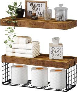 Read more about the article QEEIG Bathroom Shelves Over Toilet Wall Mounted Floating Shelves Farmhouse Shelf Toilet Paper Holder Set of 2 for ONLY $24.23 (Was $28.51)