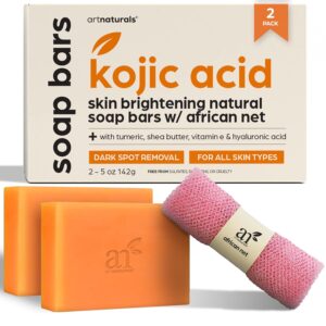 Read more about the article Kojic Acid Soap + African Net Sponge (2 pack X 142g Turmeric bars) Dark spot remover, Hyperpigmentation & Scars for ONLY $11.96 (Was $19.95)