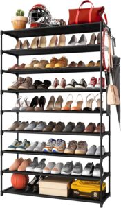 Read more about the article Kitsure 9-Tier Tall Shoe Rack for Closet – Shoe Organizer with Hook Rack for ONLY $24.99 (Was $49.99)