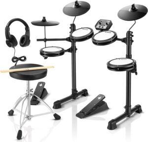 Read more about the article Donner DED-80 Electronic Drum Set with 4 Quiet Mesh Pads, 180+ Sounds, 2 Pedals, Throne, Headphones, Sticks, and Melodics Lessons for ONLY $254.99 (Was $299.99)