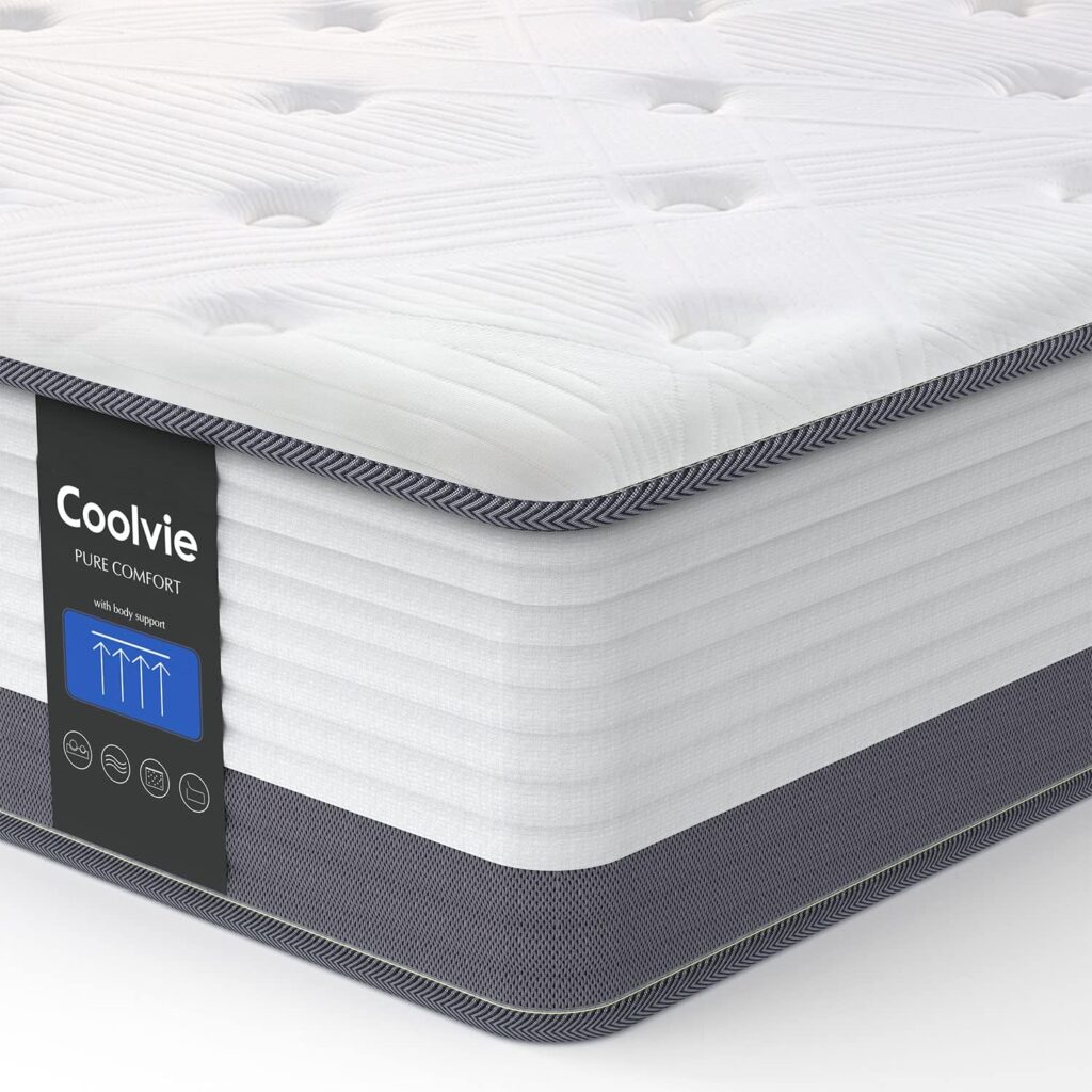 Coolvie 10 Inch Queen Mattresses, Queen Size Hybrid Mattress Built in Pocketed Coils and Gel Memory Foam Layer for ONLY $242.51 (Was $319.99)