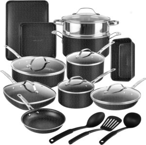 Read more about the article Granitestone 20 Pc Black Pots and Pans Set Non Stick Diamond Coated with + Utensils, Non Toxic Cookware Set, Oven & Dishwasher Safe for ONLY $119.95 (Was $199.99)