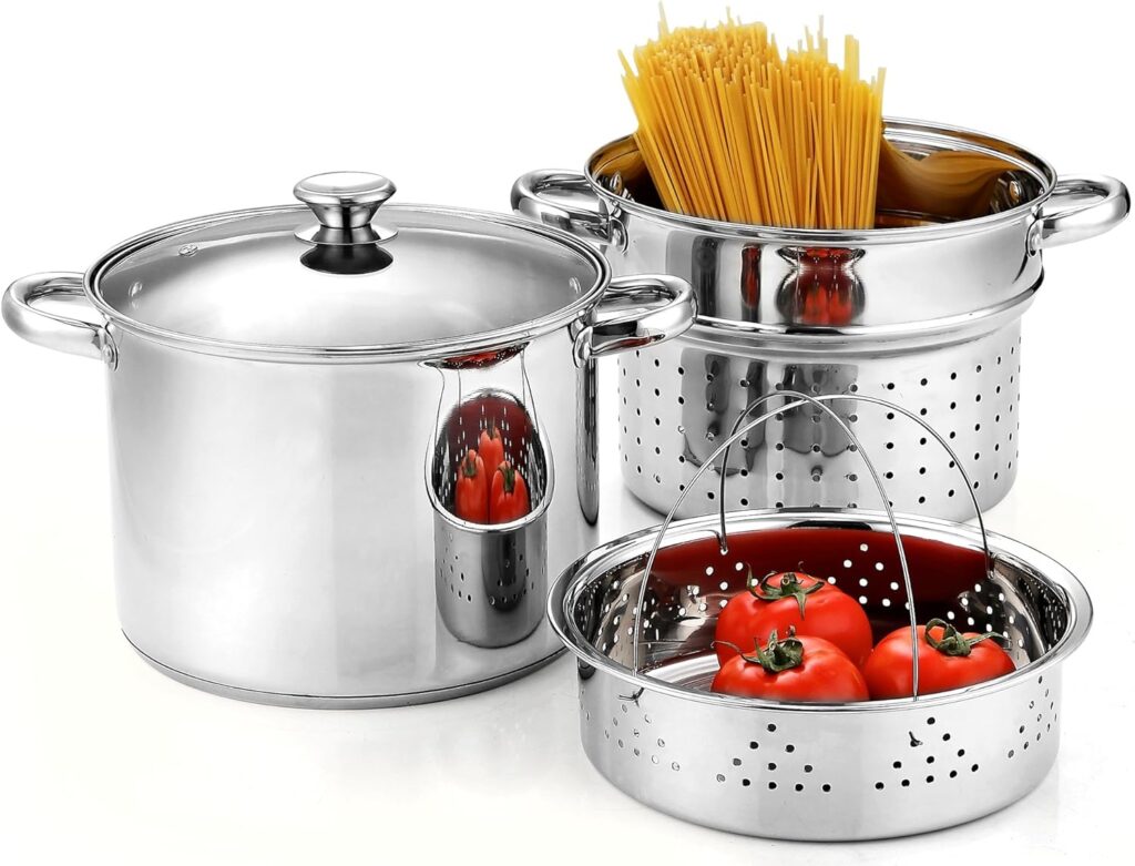 Cook N Home 4-Piece 8 Quart Multipots, Stainless Steel Pasta Cooker Steamer for ONLY $46.12 (Was $69.99)