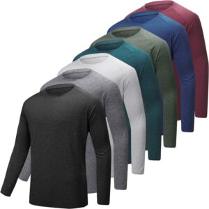 Read more about the article MLYENX 7 Pack Long Sleeve Shirts for Men Quick Dry Moisture Wicking Mens Long Sleeve Workout Tee Shirts for ONLY $39.98 (Was $53.99)