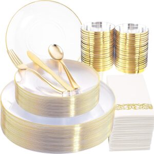 Read more about the article Nervure 350PCS Clear and Gold Plastic Plates – Include 50 Dinner Plates, 50 Dessert Plates, 150 Gold Plastic Silverware, 50 Cups, 50 Napkins for ONLY $57.59 (Was $63.99)