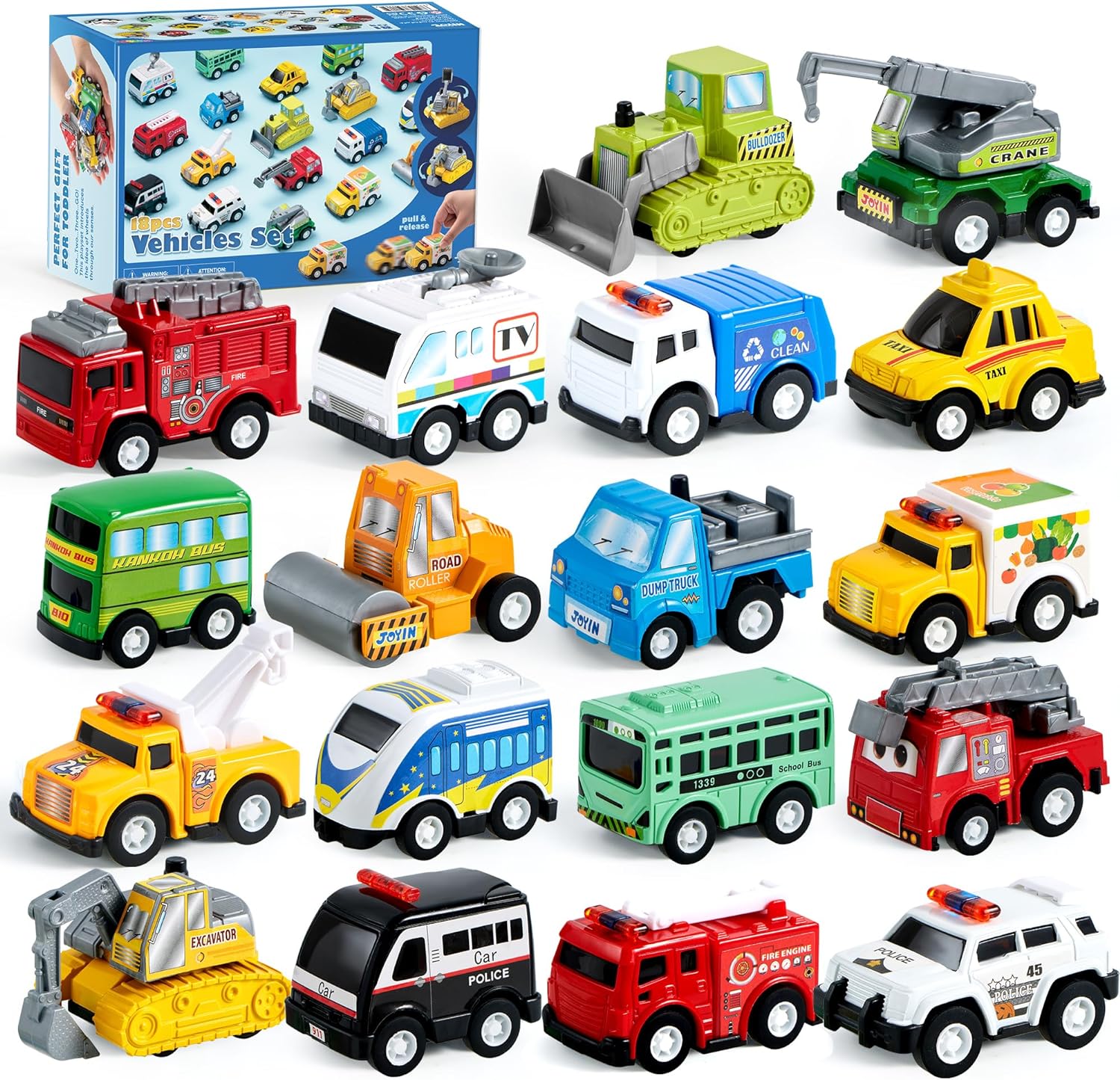 Read more about the article JOYIN 18 Pcs Pull Back City Cars and Trucks Toy Vehicles Set for ONLY $15.99 (Was $29.99)